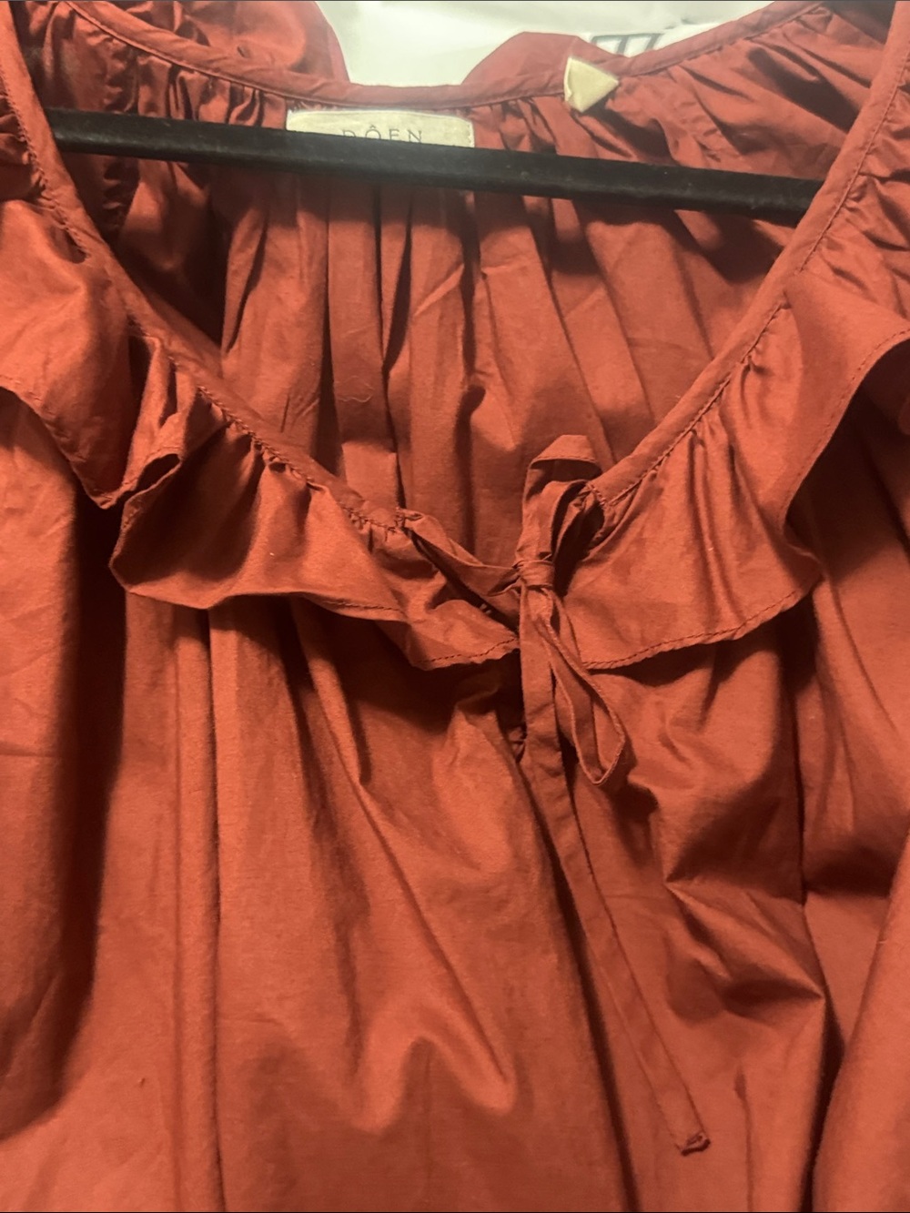 Doen Rust Red Ruffle-Neck Peasant Blouse - Picture 5 of 5